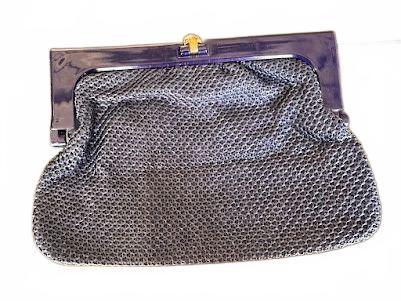 Axiom Navy Satin Mesh Frame Clutch Purse