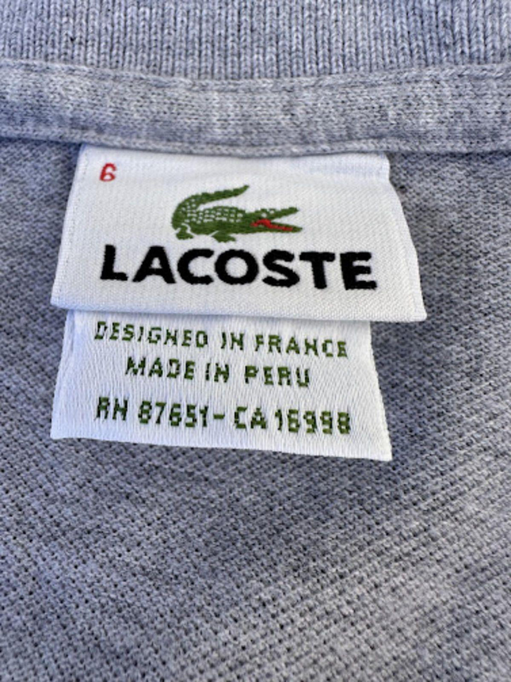Lacoste Gray Piqué Polo Shirt Size 6