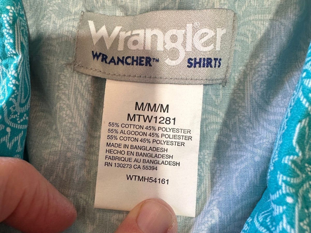 Wrangler Turquoise Paisley Western Shirt Men's M NWT