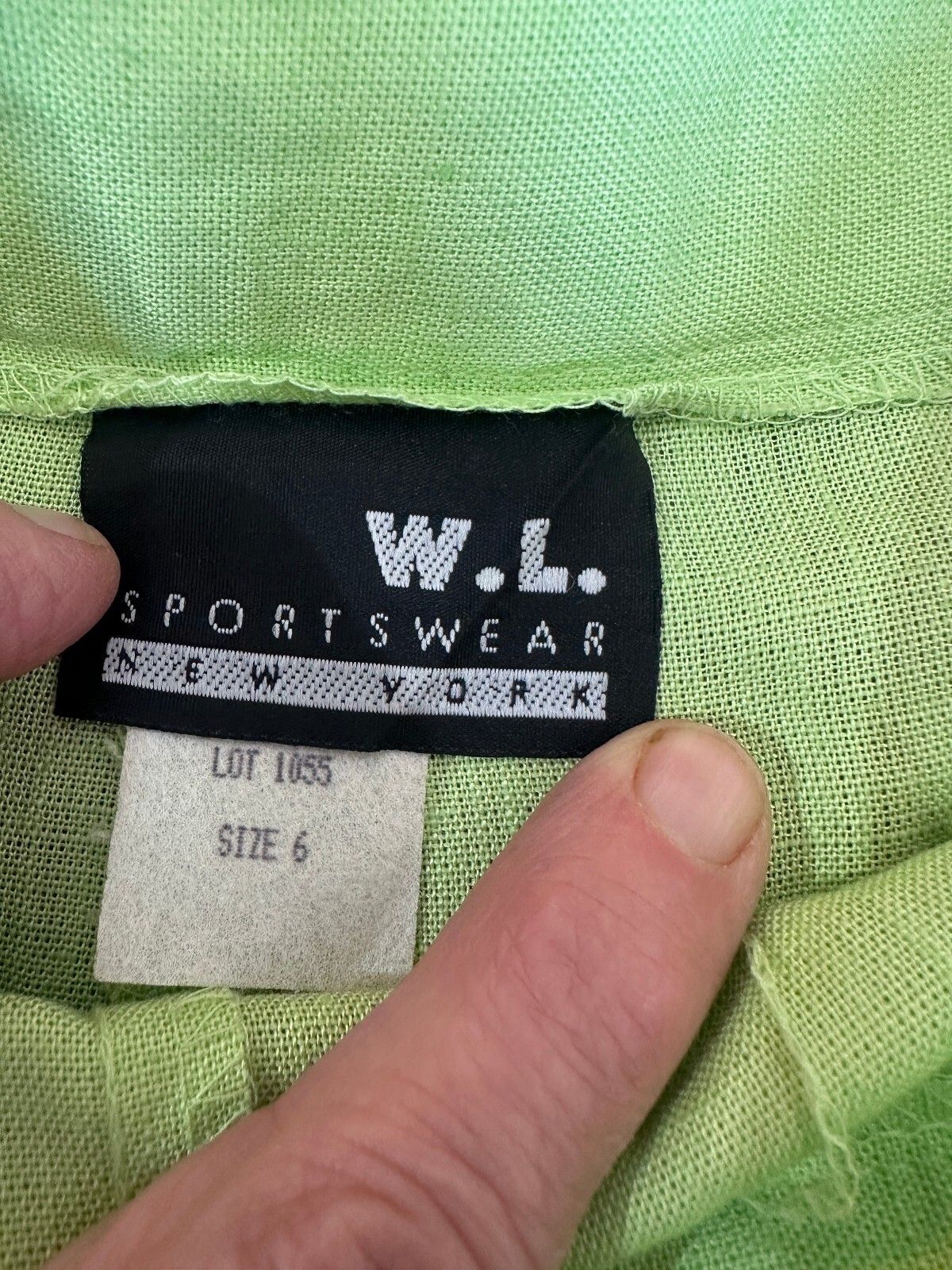 WL Sportswear Lime Green Linen Blend Pants 6 USA