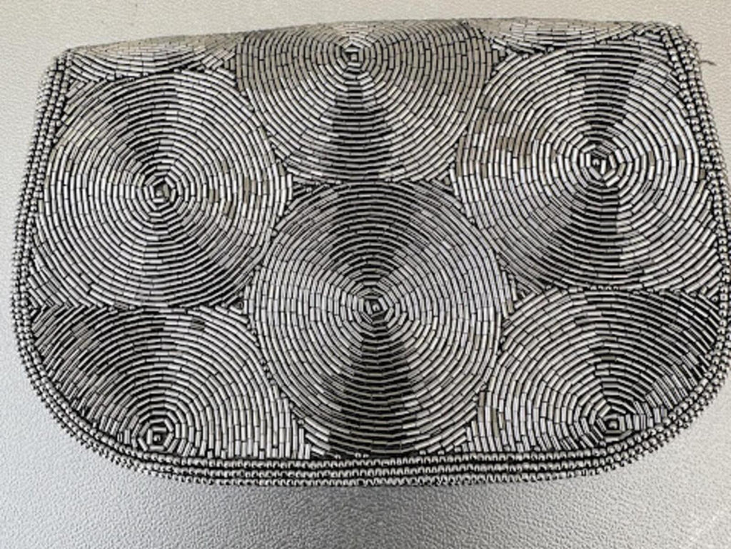 Vintage Hand Beaded Metallic Clutch India 80s