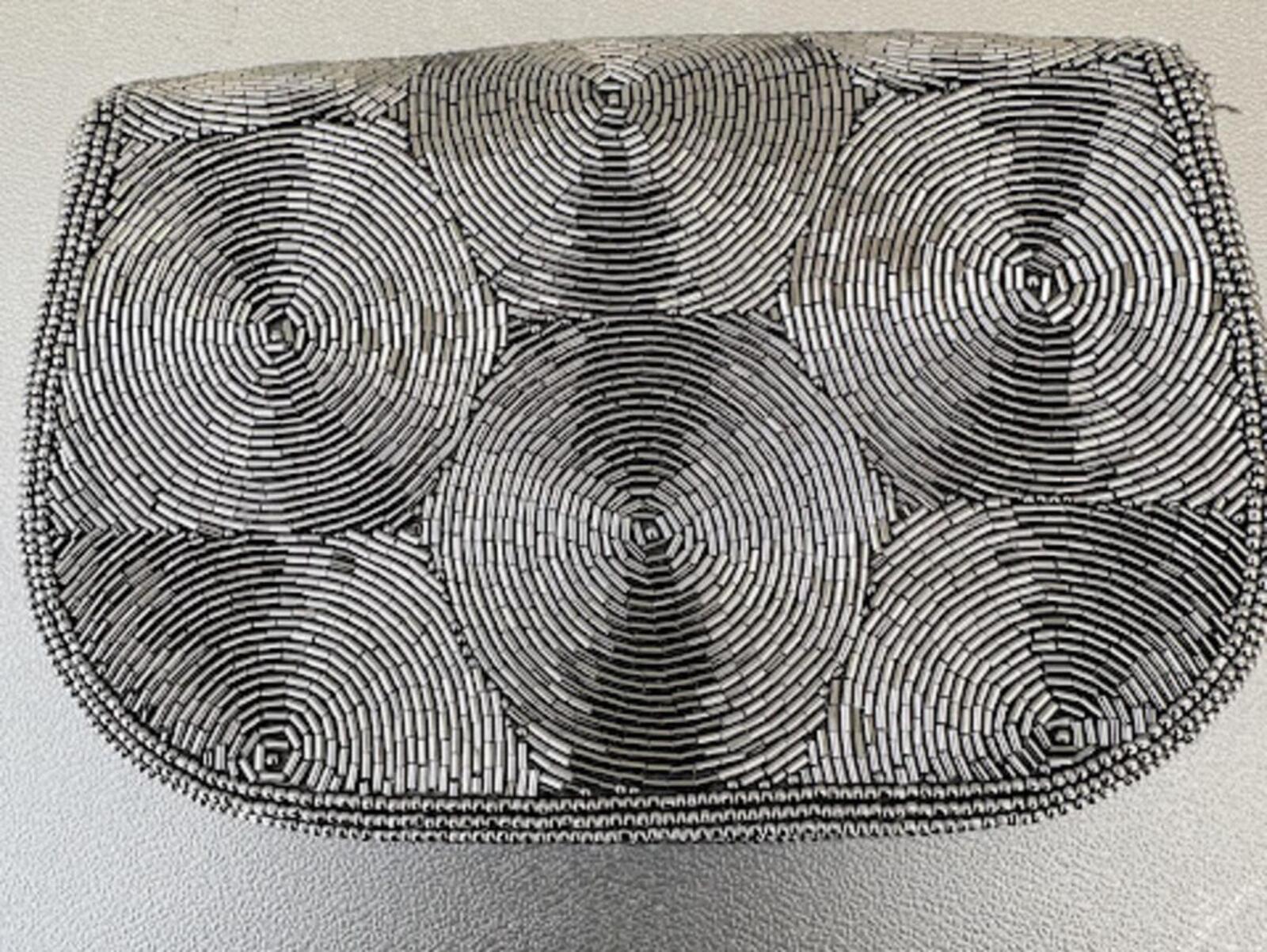 Vintage Hand Beaded Metallic Clutch India 80s