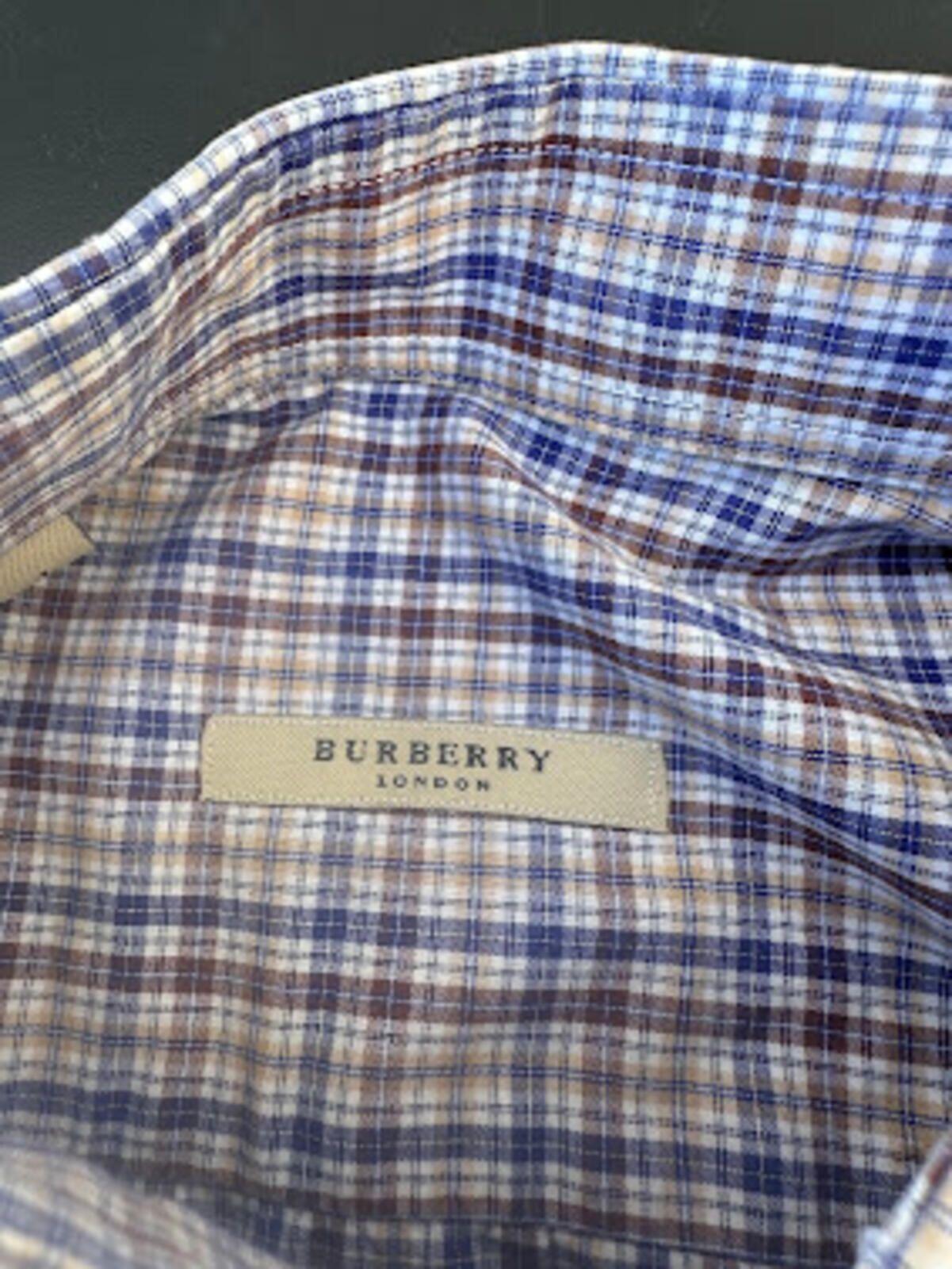 Burberry London Blue Brown Check Shirt L