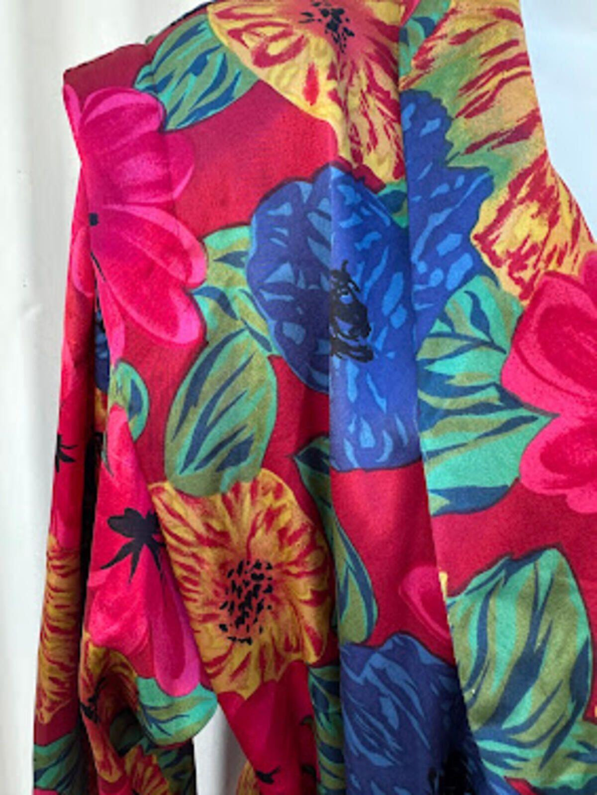 Beth Michael's Silk Floral Wrap Robe Vintage