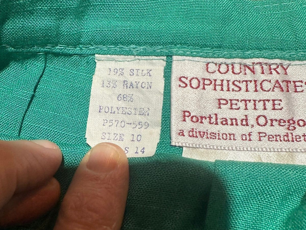 Vintage Country Sophisticates Green Pleated Skirt 10