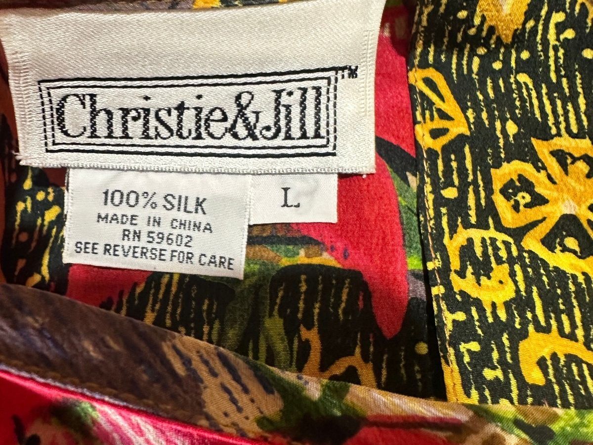 Christie & Jill Silk Floral Paisley Blouse Large