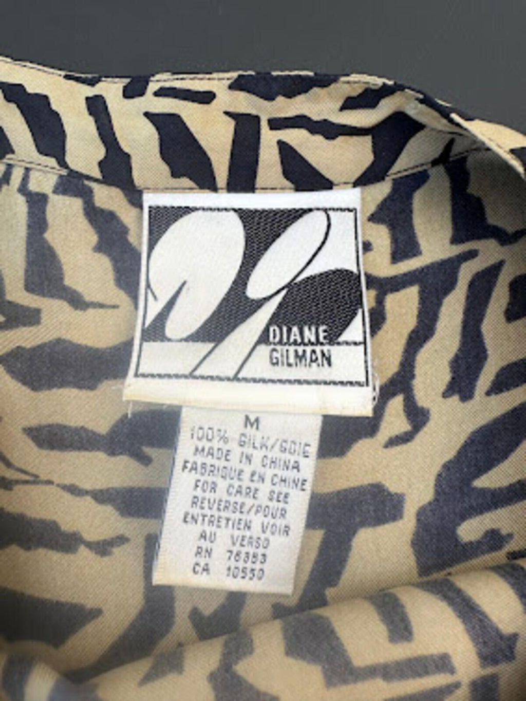 Diane Gilman Silk Zebra Print Tank Top Medium