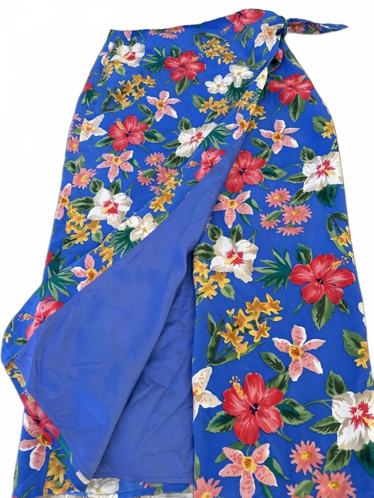 Vintage Casual Corner Silk Floral Wrap Skirt