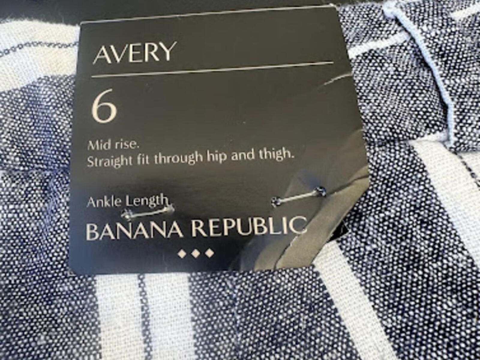 NWT Banana Republic Avery Linen Stripe Pants 6