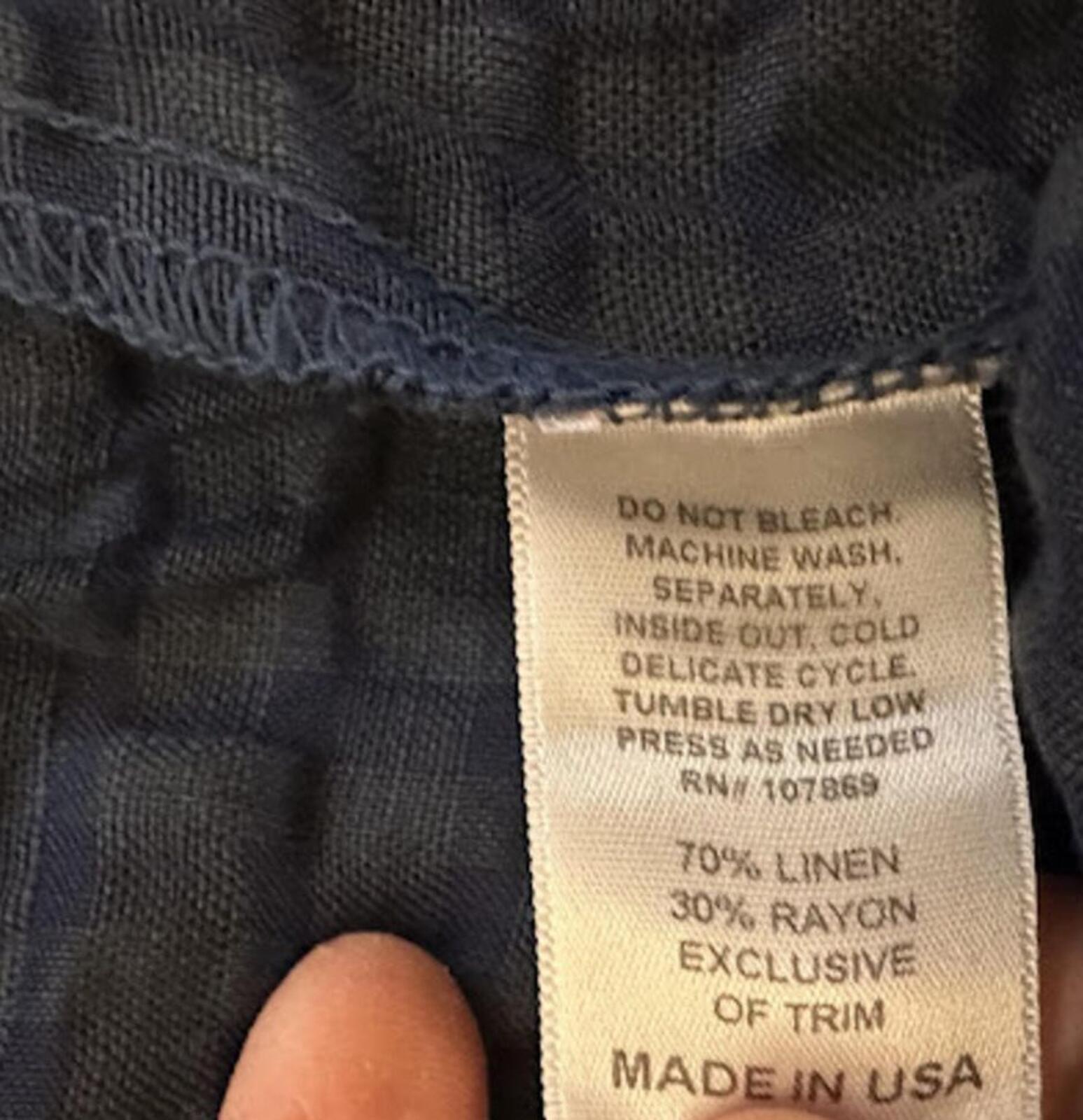 Linnea USA Navy Linen Blend Wide Leg Pants S