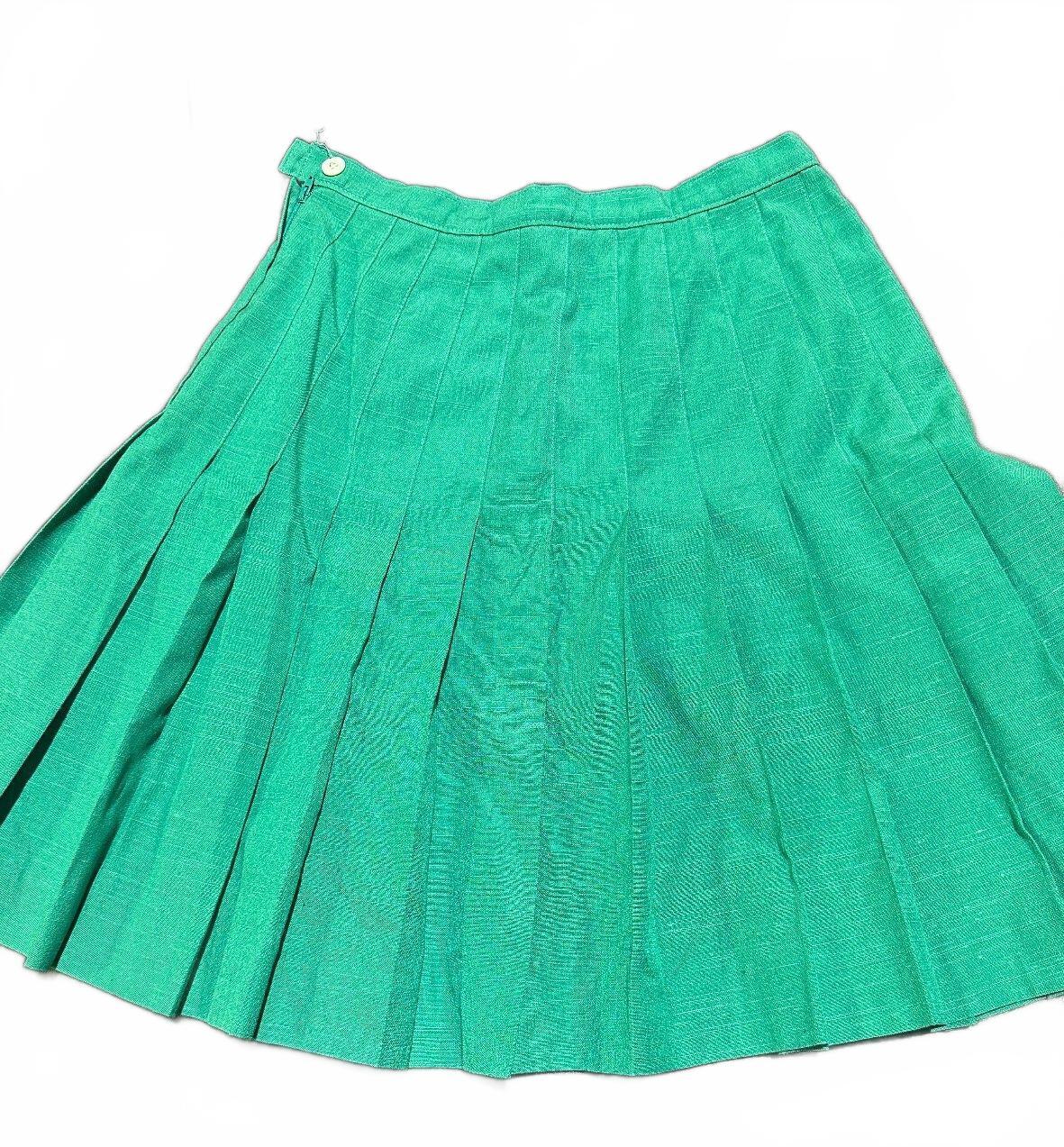 Vintage Country Sophisticates Green Pleated Skirt 10