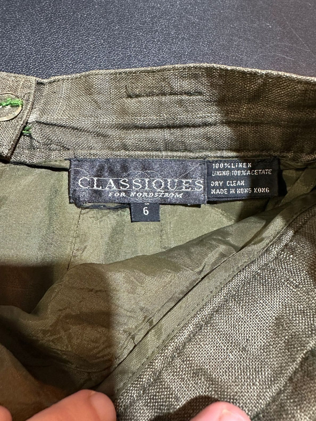 Classiques Entier Olive Linen Skirt Size 6
