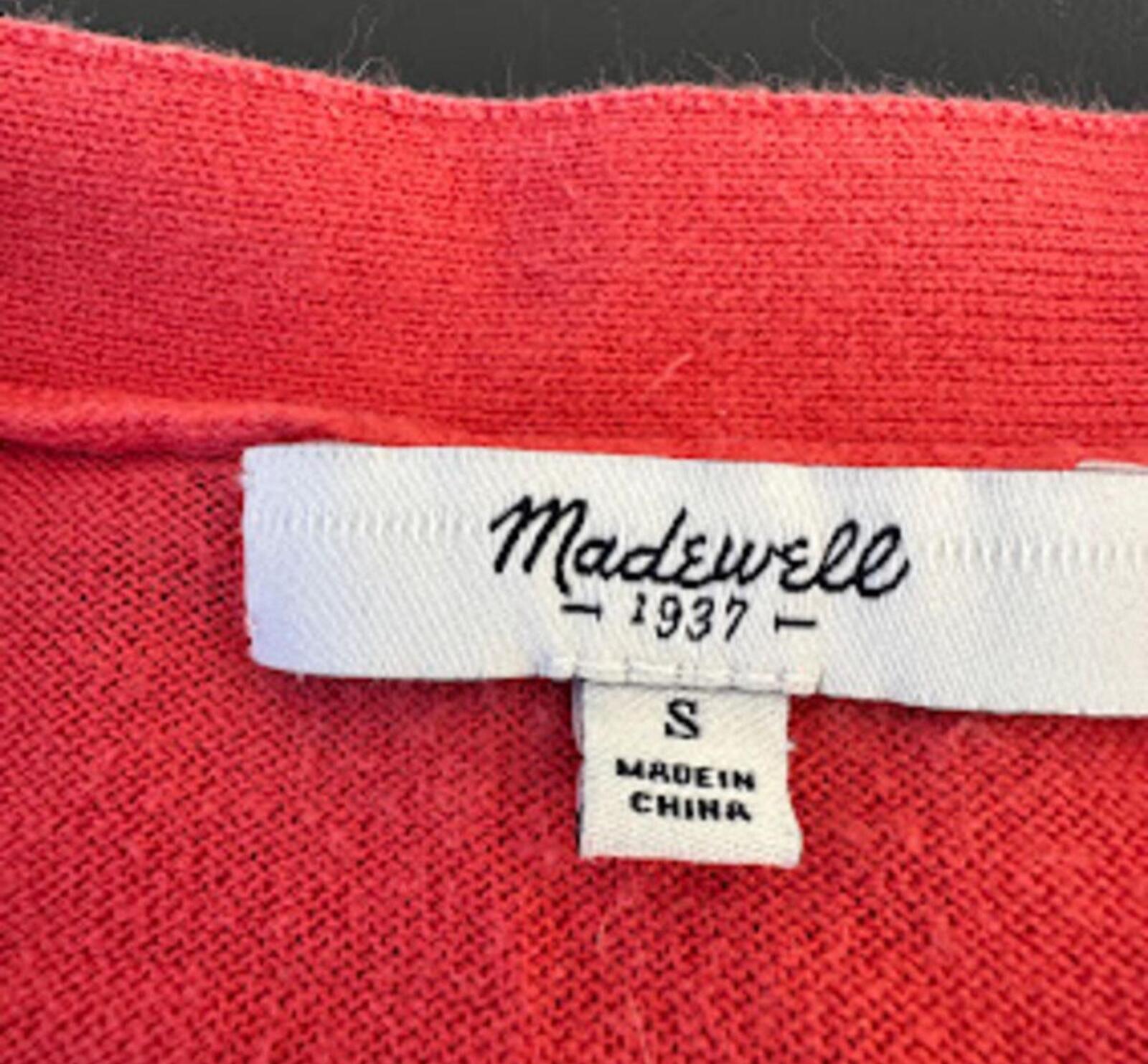 Madewell Coral Cotton Cardigan Sweater Small