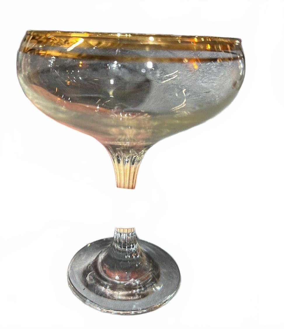 2 Vintage Gold Rim Champagne Coupe Sherbet Glasses