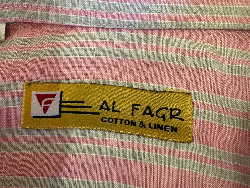 Al Fagr Pink Linen Blend Striped Shirt Men's XL