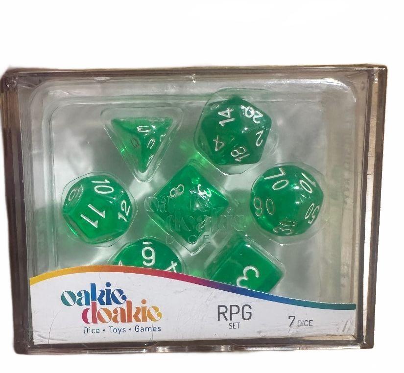 Oakie Doakie Translucent Green RPG 7 Dice Set