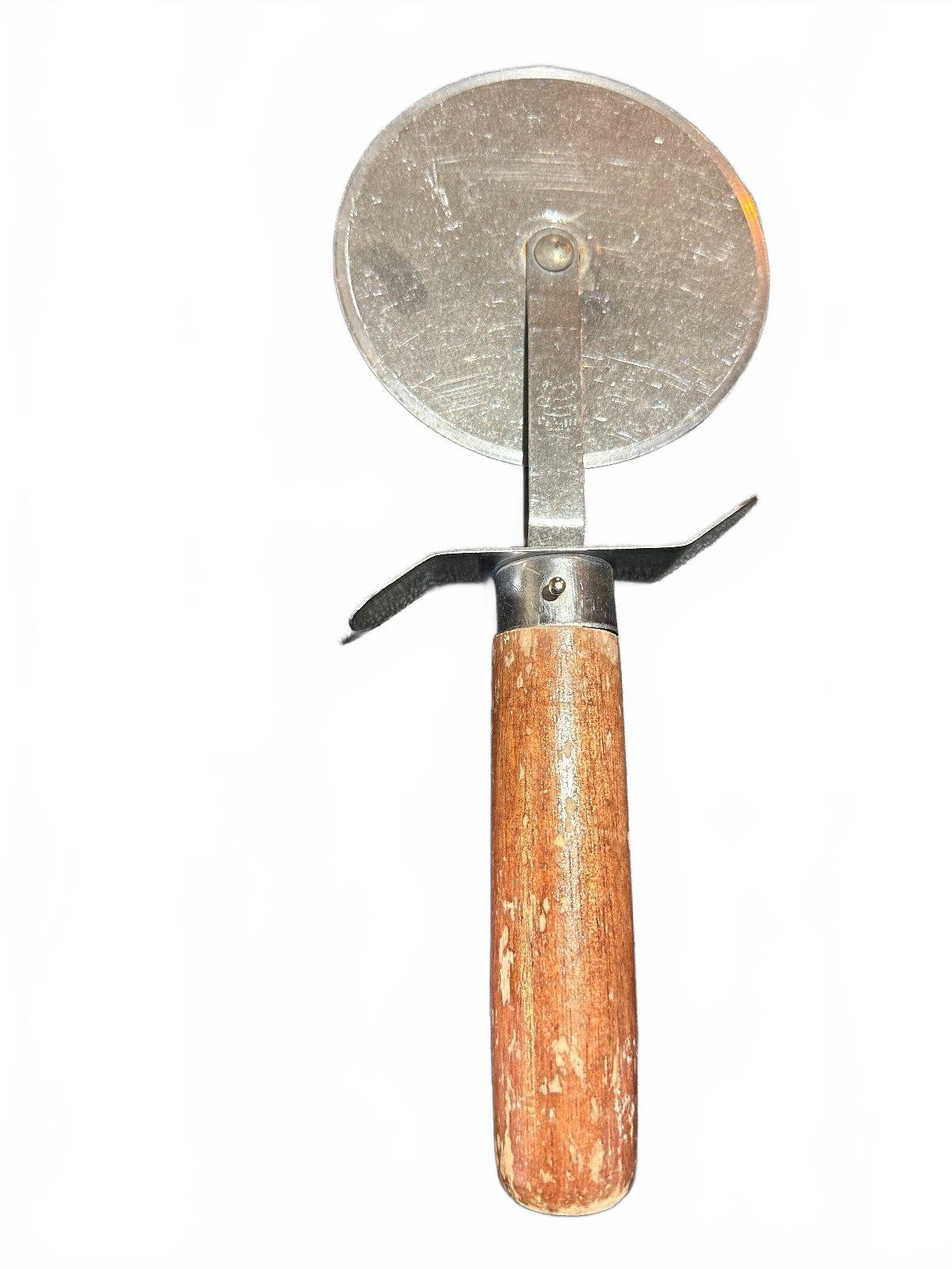 Vintage Wood Handle Pizza Cutter 9"