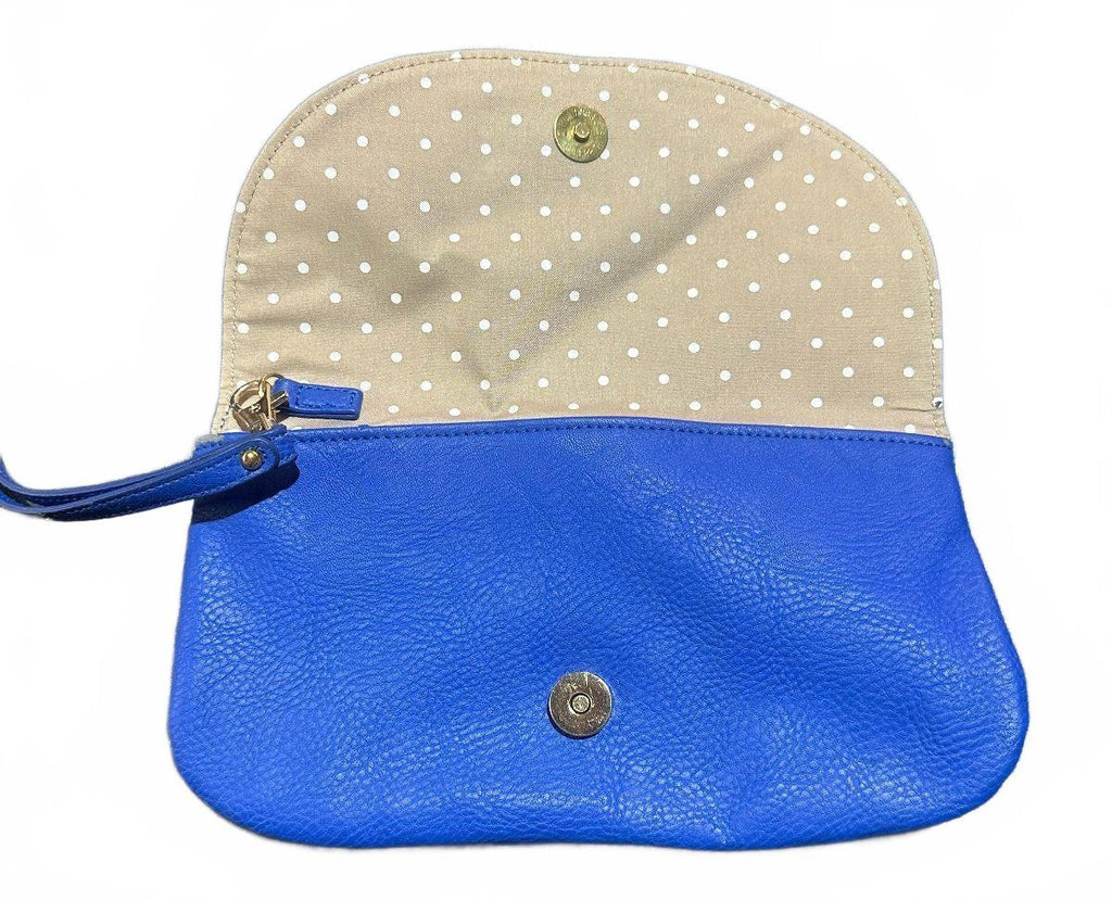 Mud Pie Blue Wristlet Clutch Shell Clasp