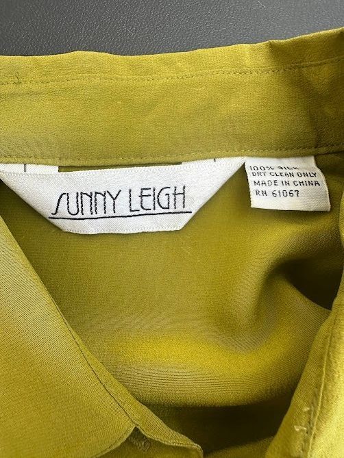Sunny Leigh Olive Green Silk Blouse M