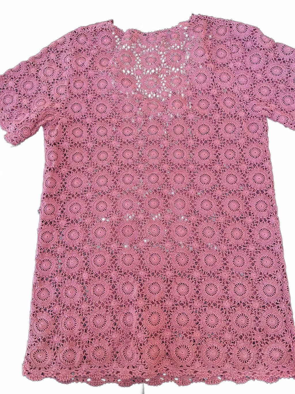 Vintage Pink Hand Crocheted Lace Top