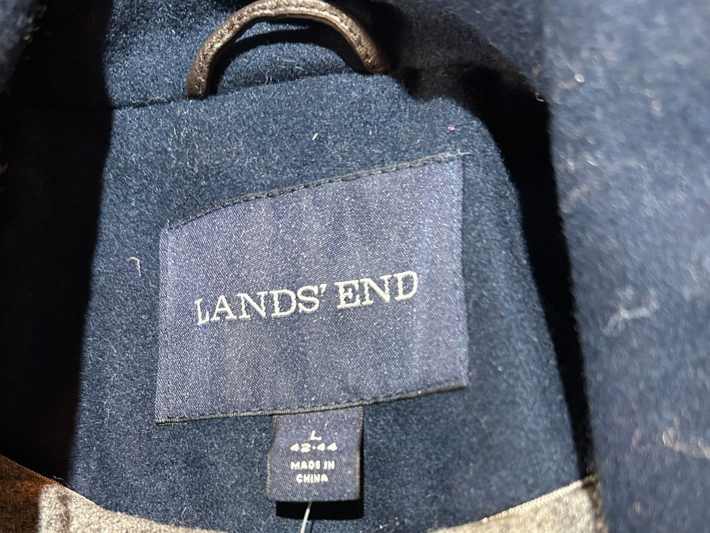 Lands' End Navy Blue Wool Blend Peacoat Size L