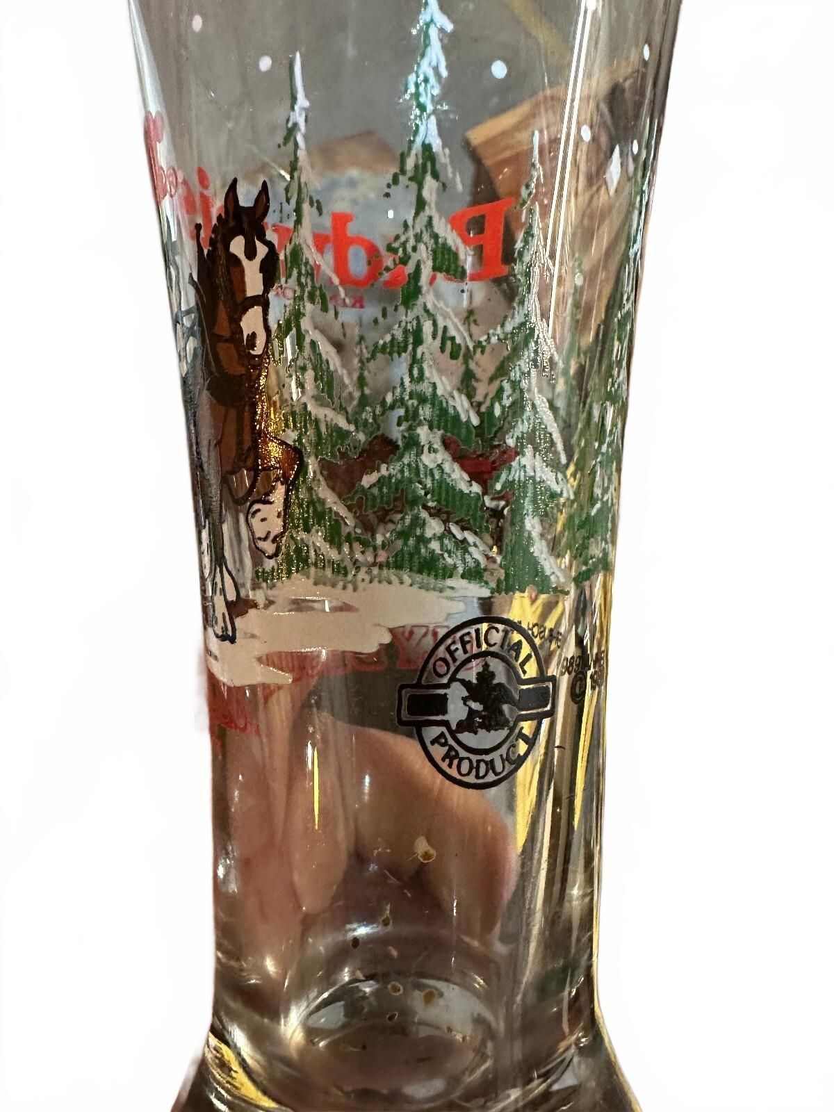 1989 Budweiser Clydesdales Christmas Pilsner Glass