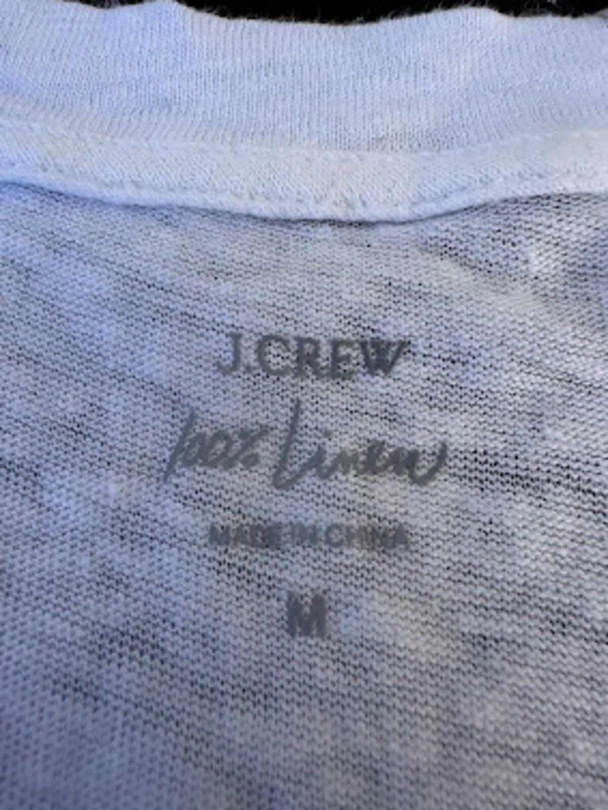 J.Crew Factory White Linen V-Neck Tee M