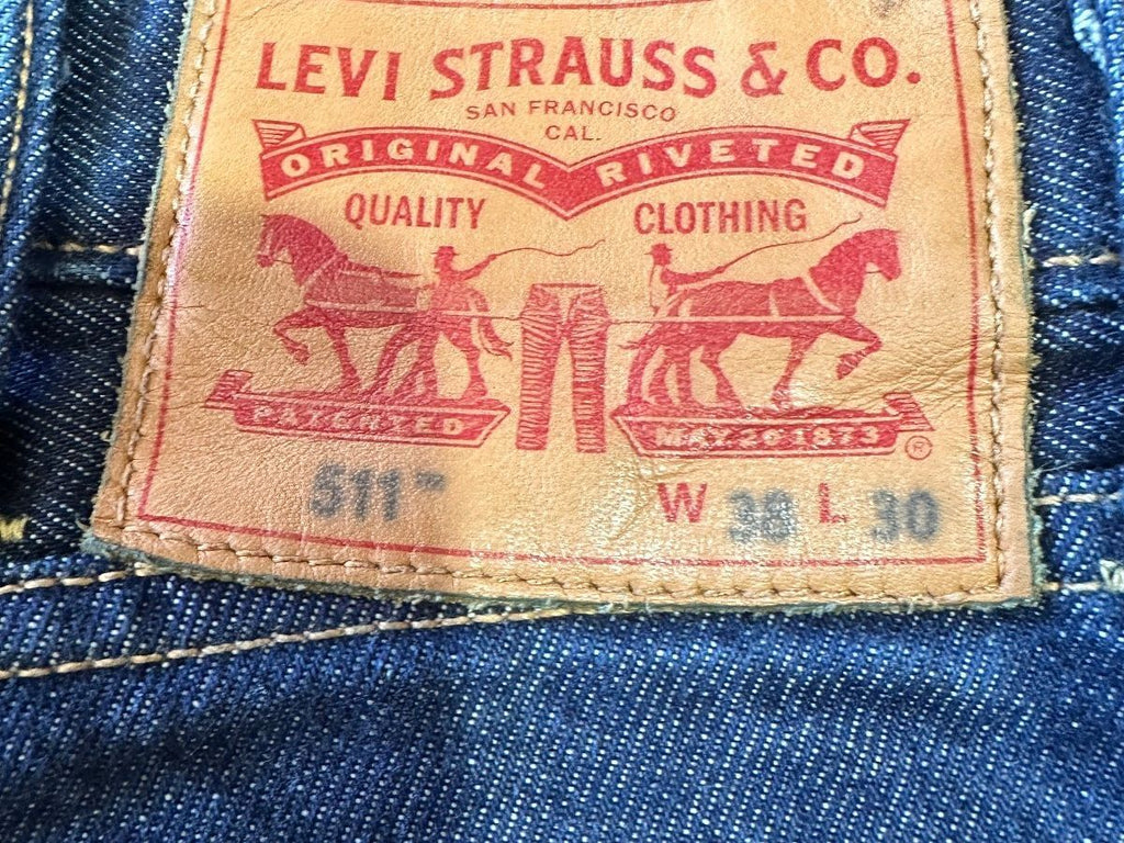 Levi's 511 Men's Dark Wash Slim Jeans 38x30 Hemmed 25"