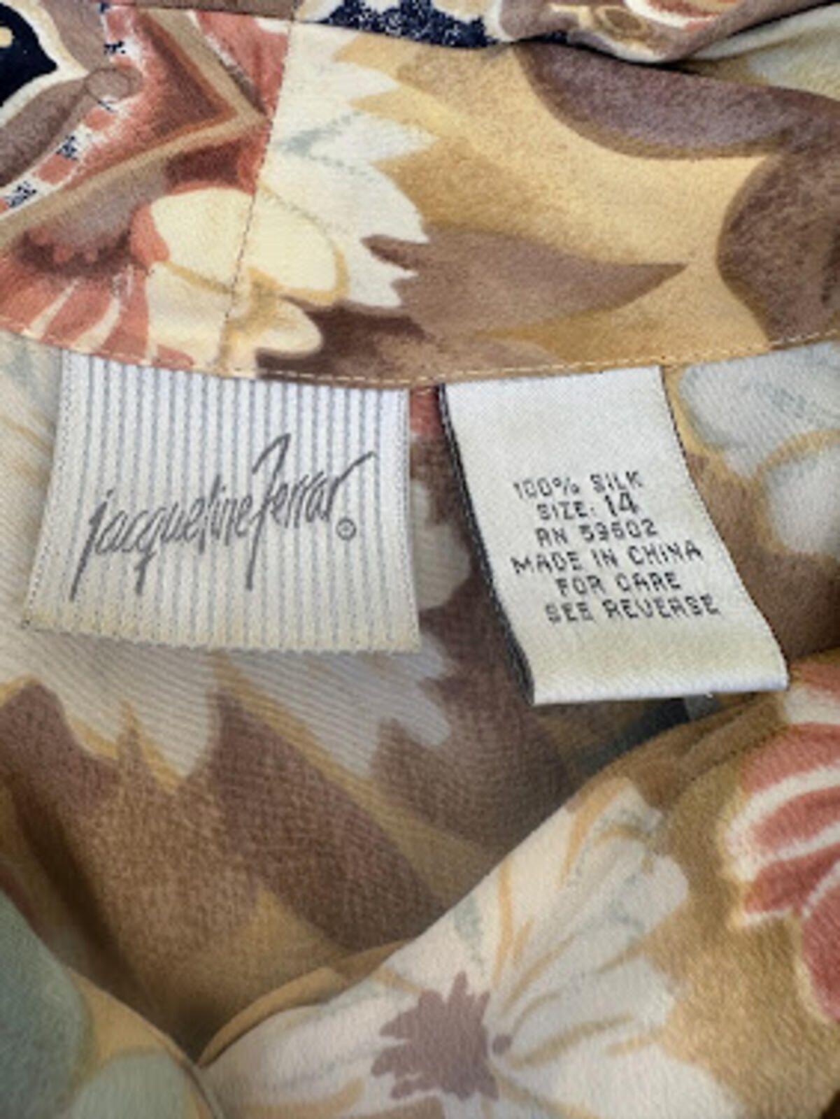 Jacqueline Ferrar Silk Floral Blouse Size 14