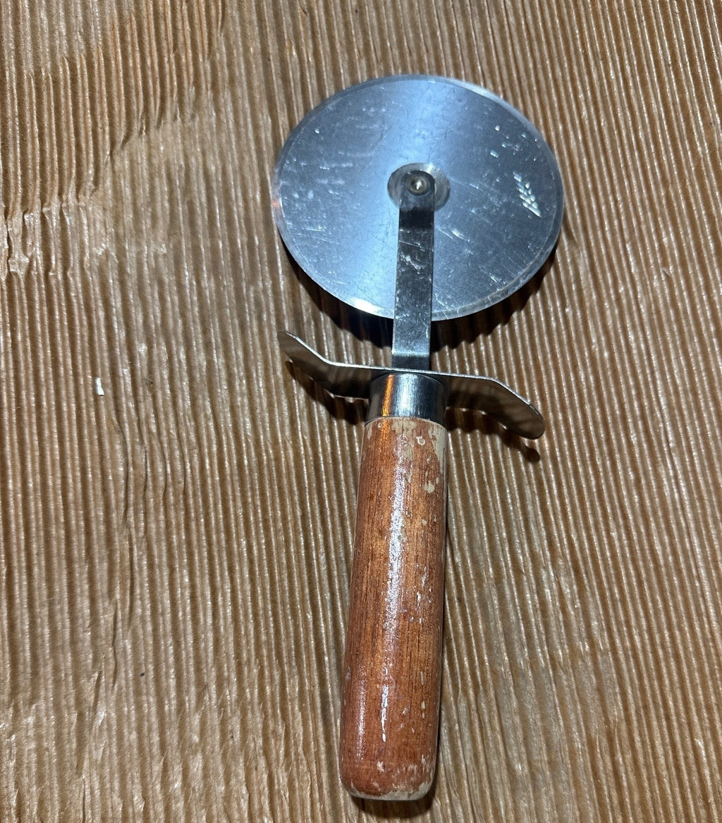 Vintage Wood Handle Pizza Cutter 9"