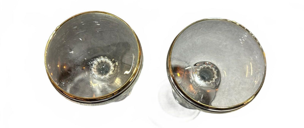 2 Vintage Gold Rim Champagne Coupe Sherbet Glasses