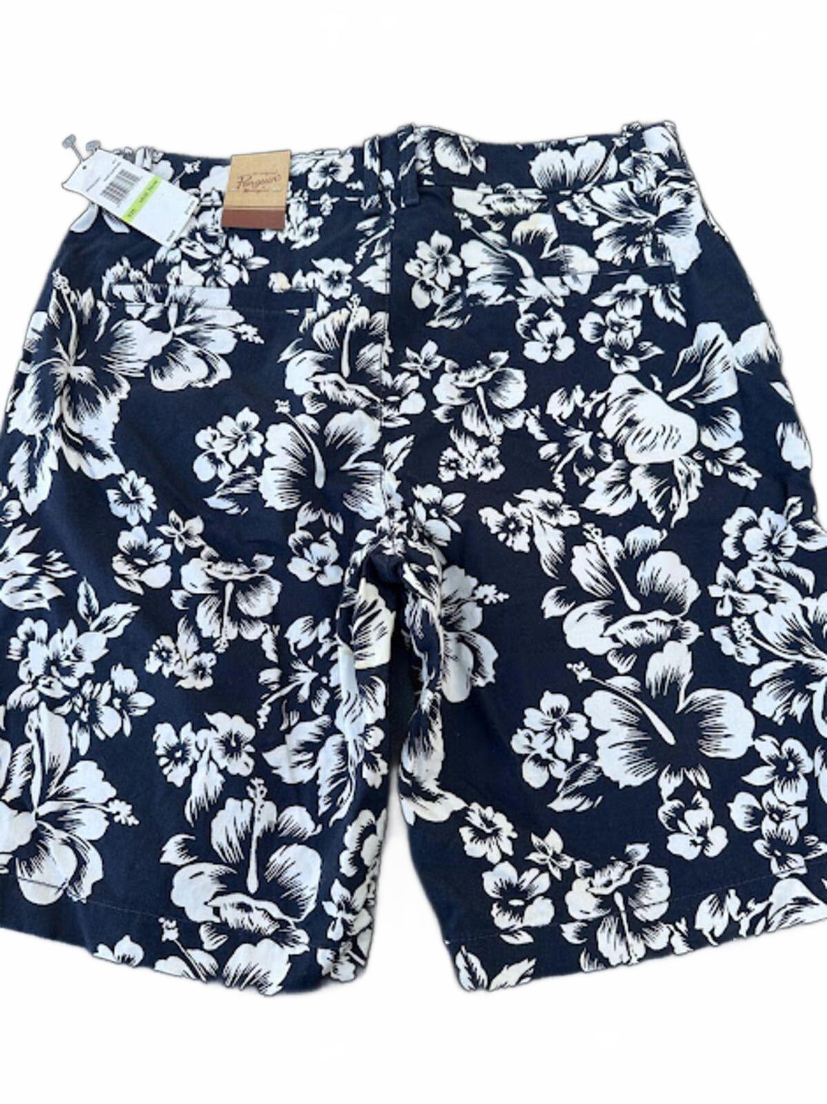 Penguin Floral Navy Flat Front Shorts NWT 30