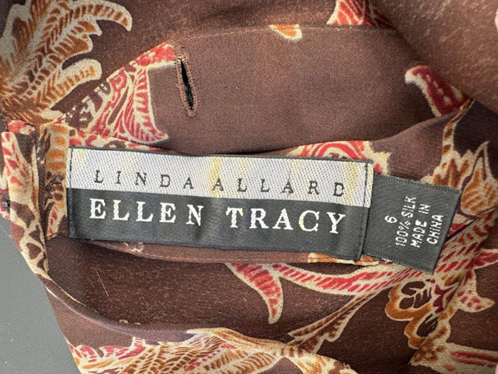 Linda Allard Ellen Tracy Silk Floral Blouse