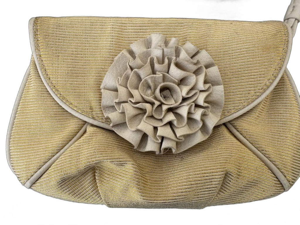 Loeffler Randall Gold Wristlet Clutch Flower