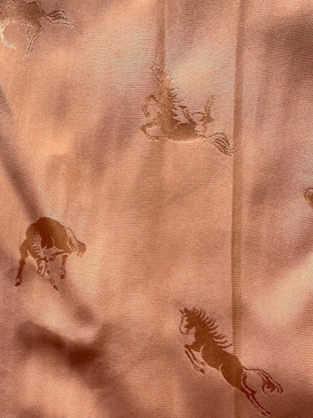 The Birds Silk Blouse Horse Print Peach M