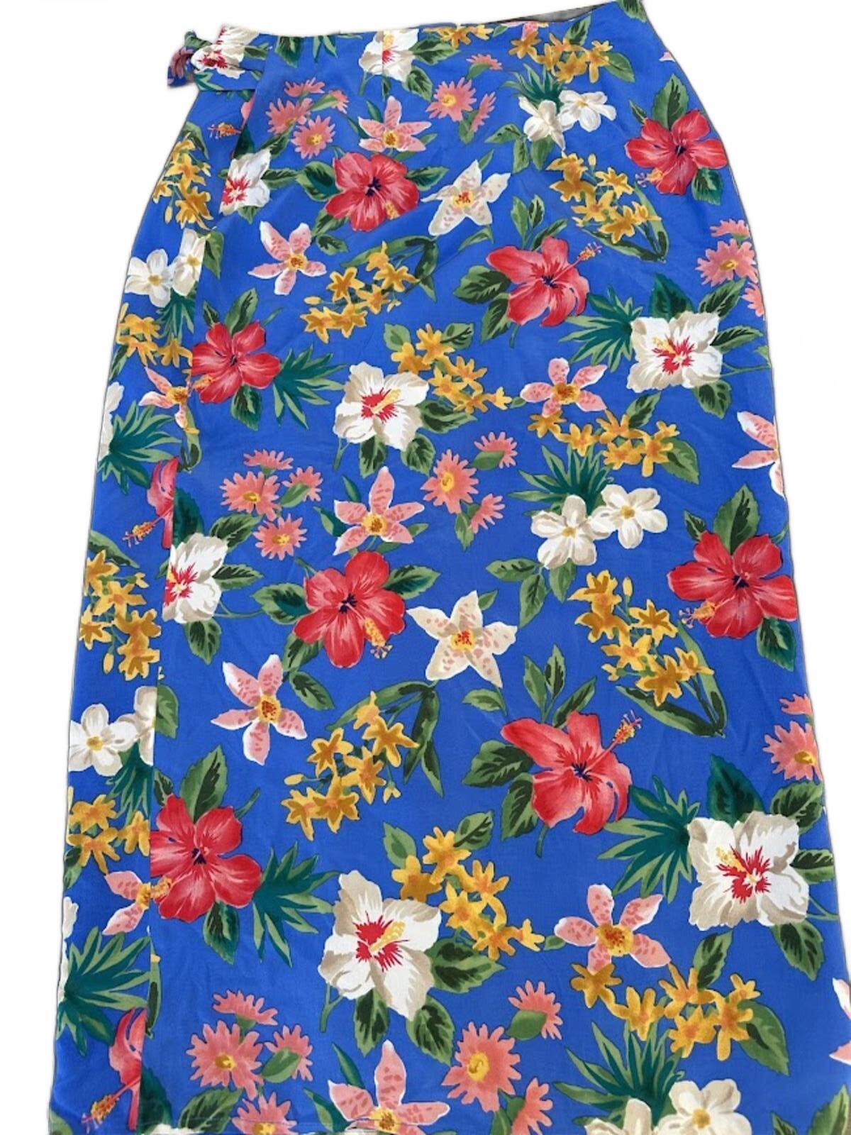 Vintage Casual Corner Silk Floral Wrap Skirt