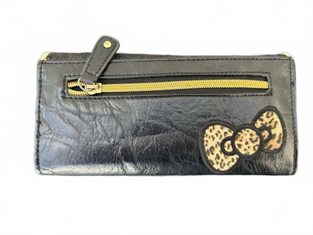 Hello Kitty Faux Leather Wallet Leopard Bow
