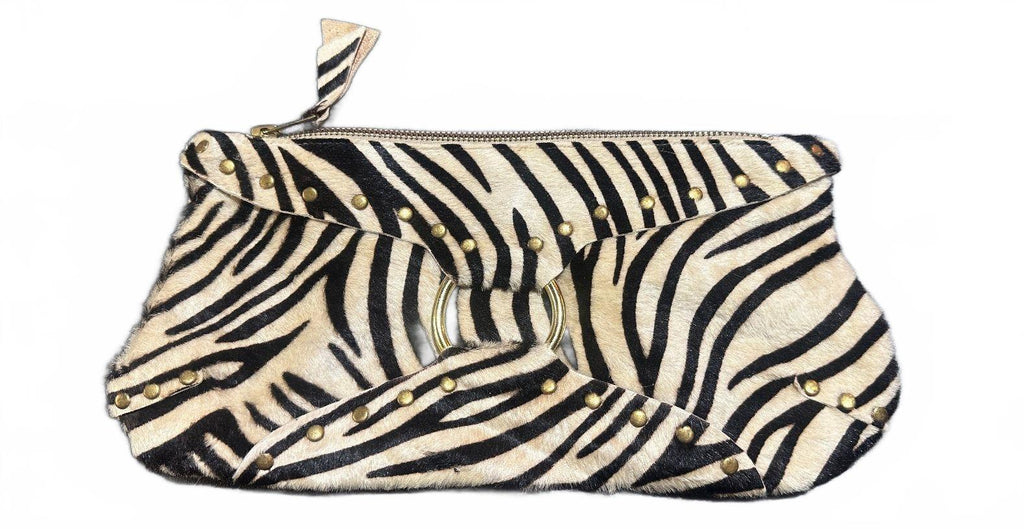 E.D.E. Zebra Print Hair-On Hide Clutch Wristlet