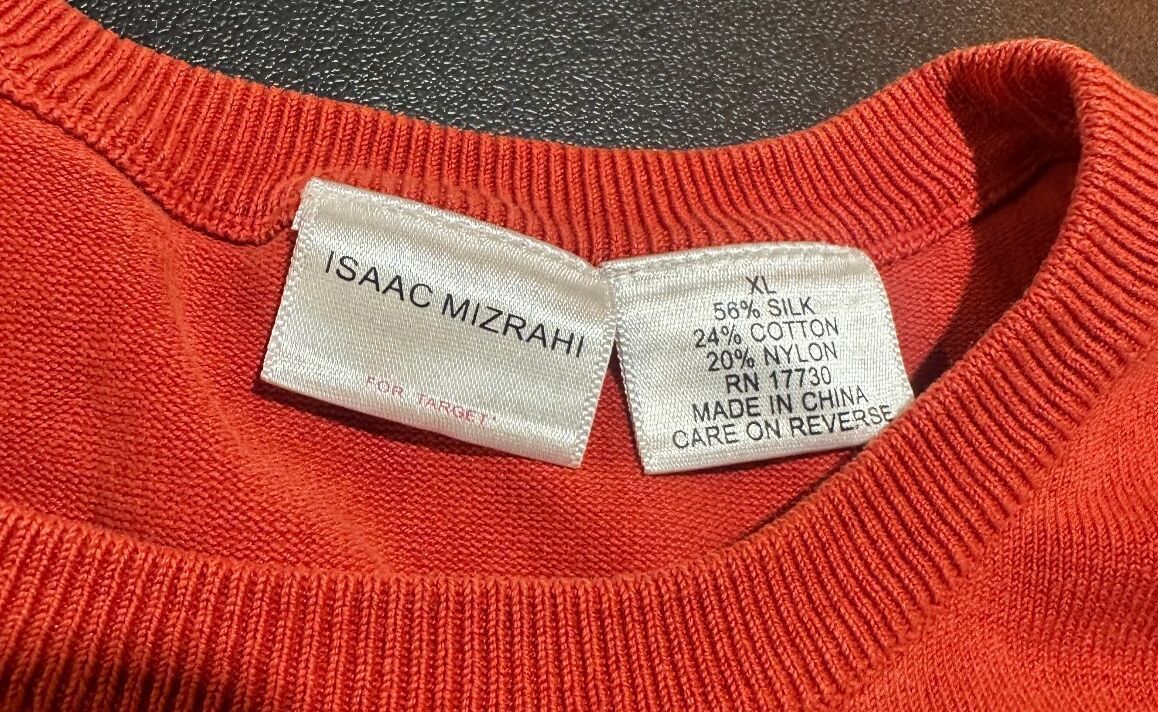 Isaac Mizrahi Silk Blend Crewneck Sweater XL Burnt Orange