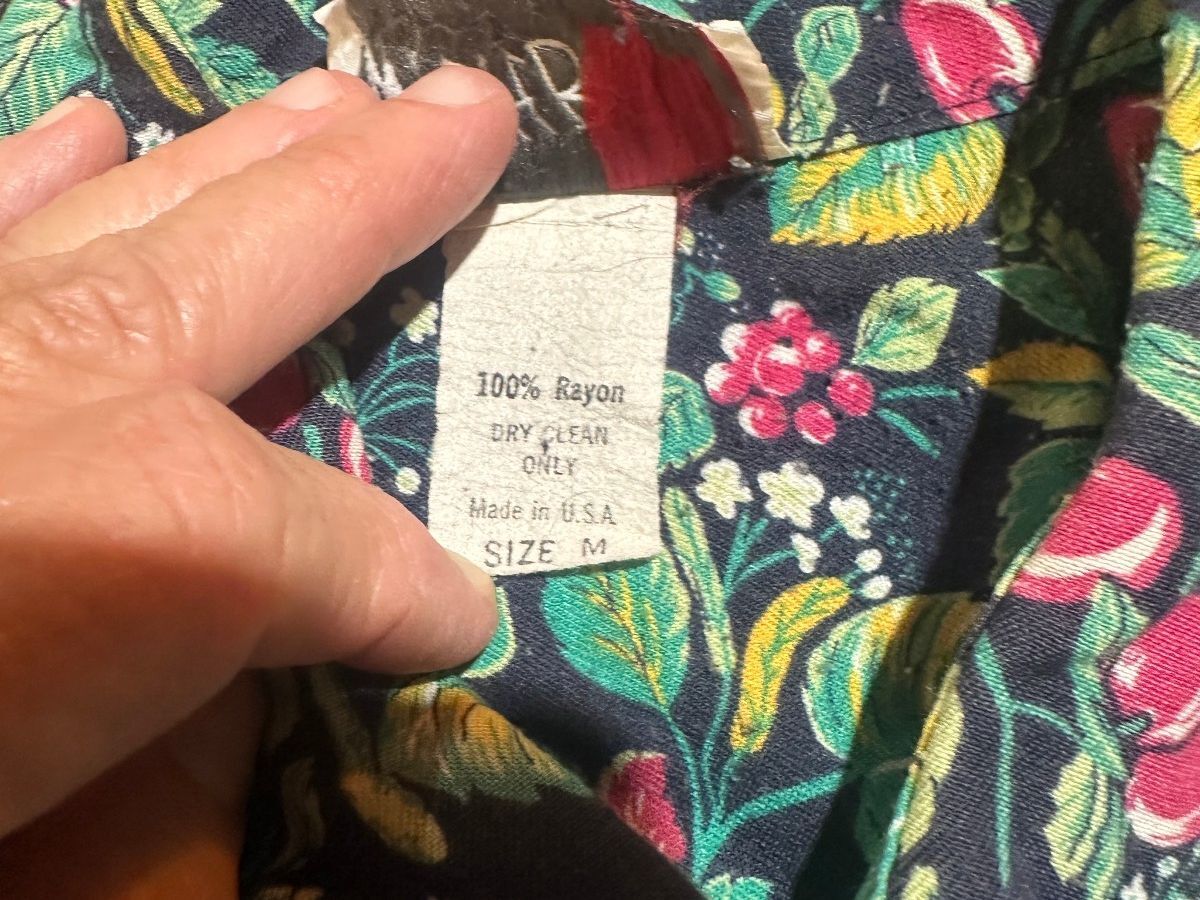 Vintage White Boy Rayon Fruit Print Shirt USA M