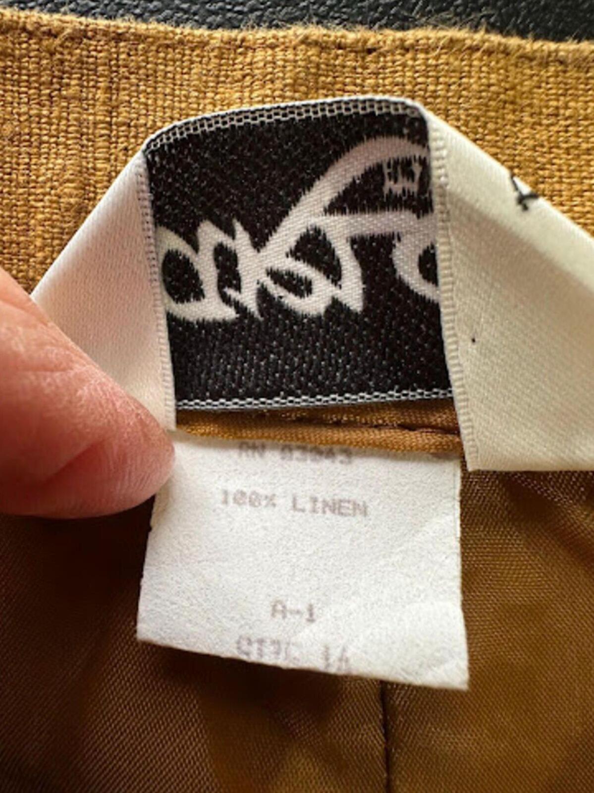 100% Linen Tan Pull-On Pants 30W