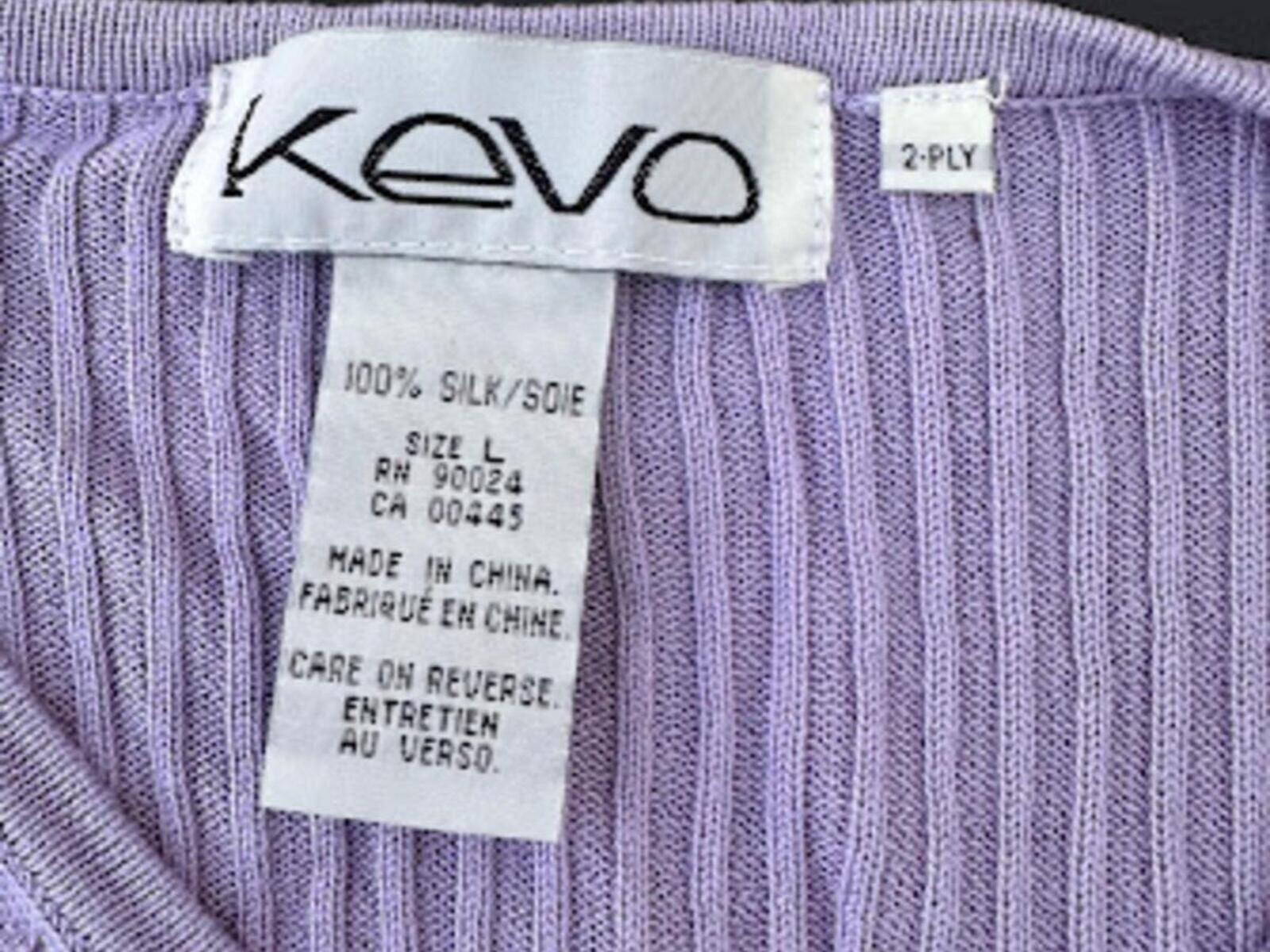 Kevo Lavender Silk Knit Sleeveless Top Large