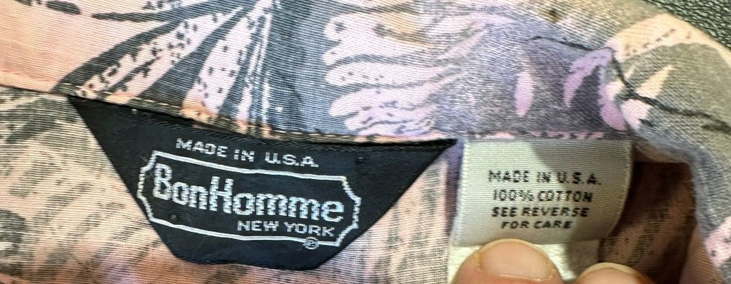 BonHomme Tropical Camp Shirt Pink Gray Medium