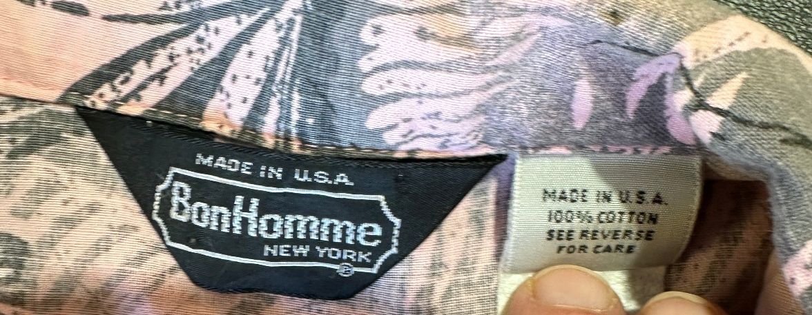BonHomme Tropical Camp Shirt Pink Gray Medium