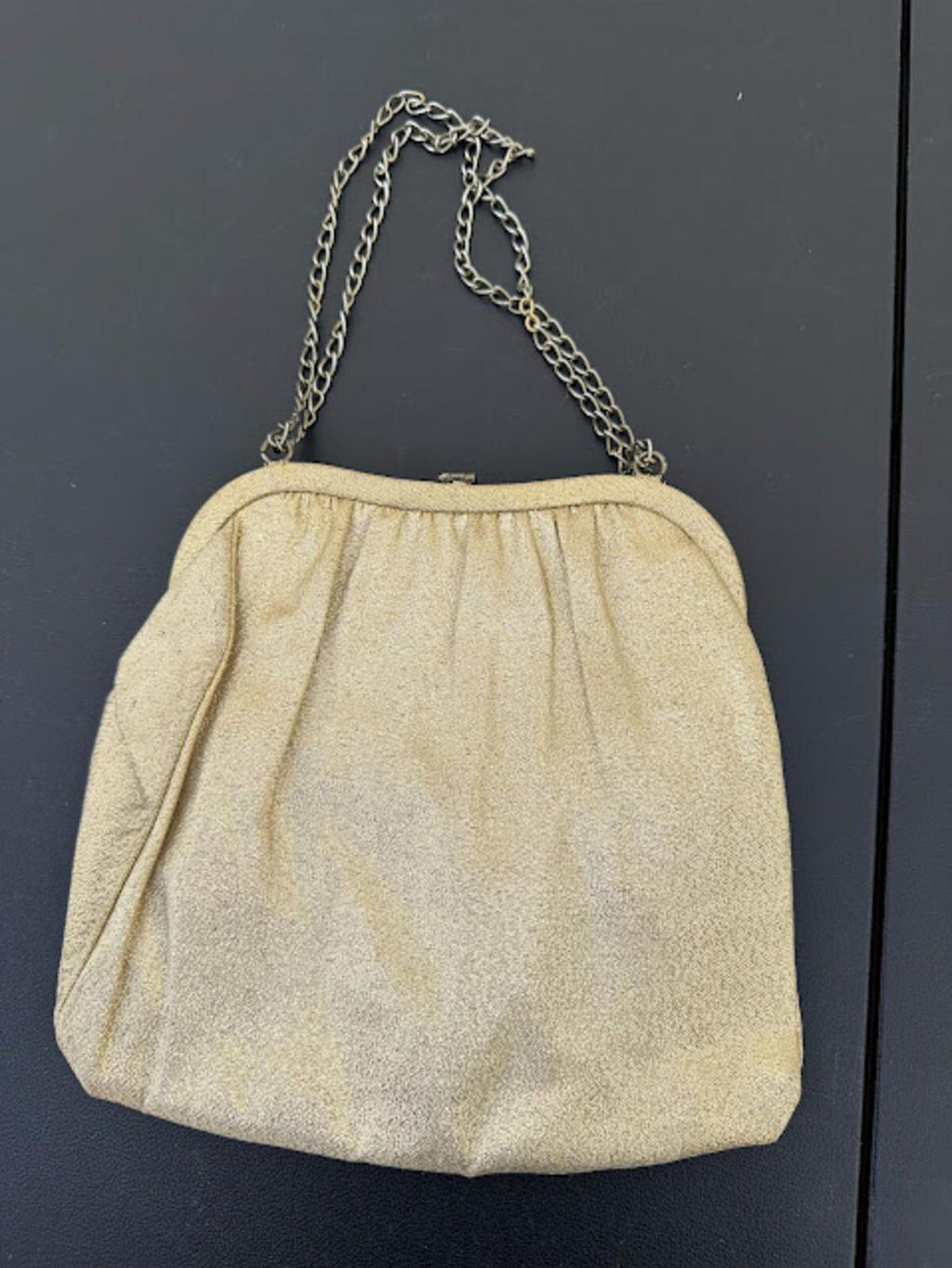 Vintage Gold Lame Evening Bag Chain Strap