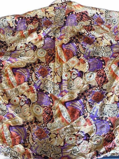 One 800 Hundred Silk Abstract Camp Shirt Large