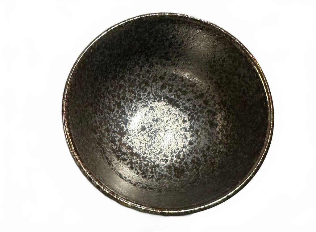 Vintage Studio Pottery Black Gray Incised Stoneware Bowl