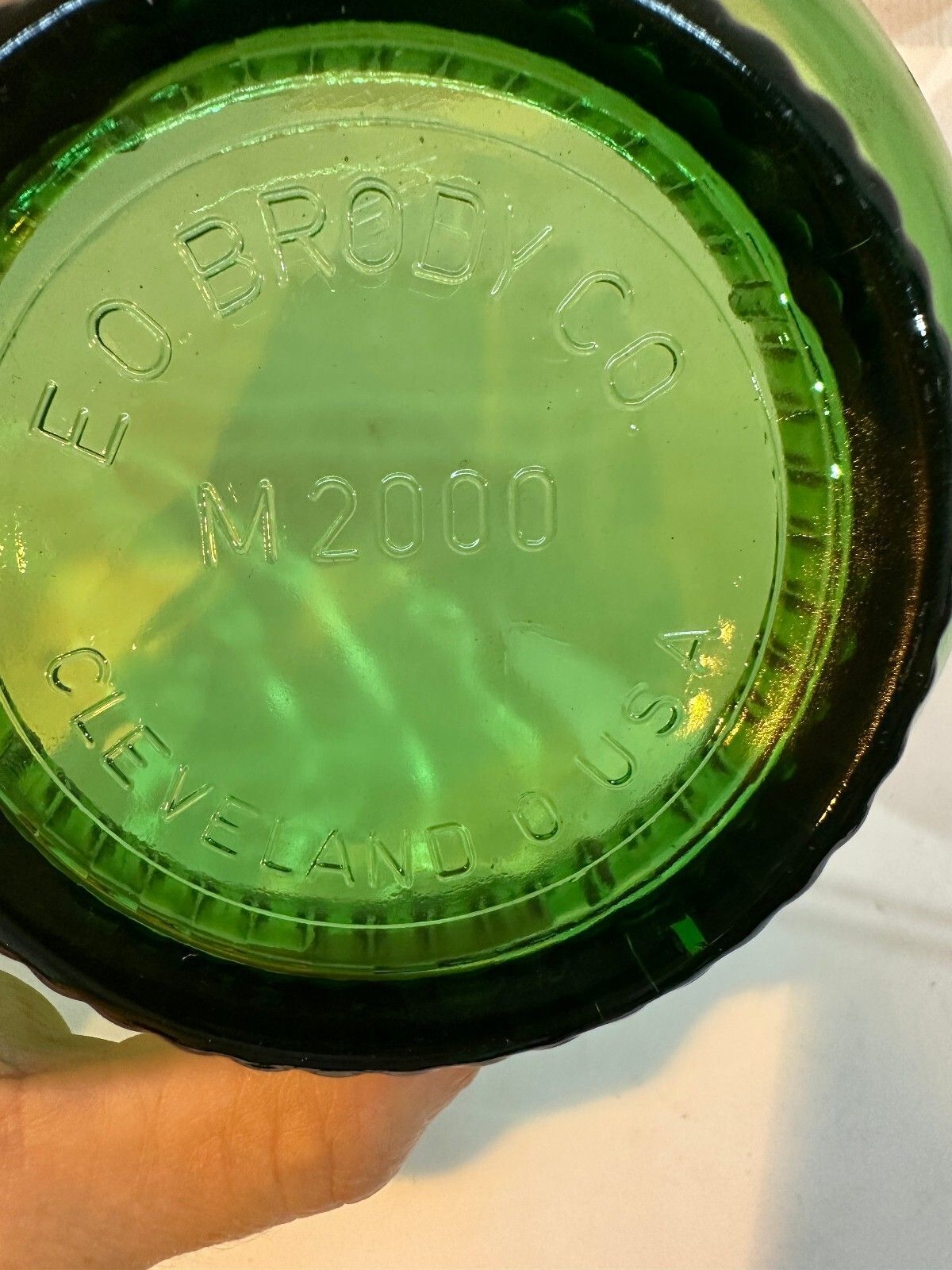 Vintage E.O. Brody M2000 Green Glass Pedestal Bowl
