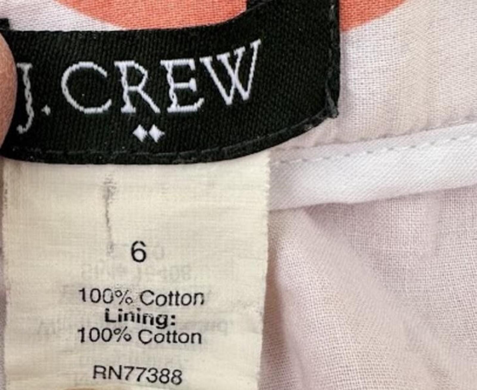 J.Crew Coral White Print A-Line Skirt 6