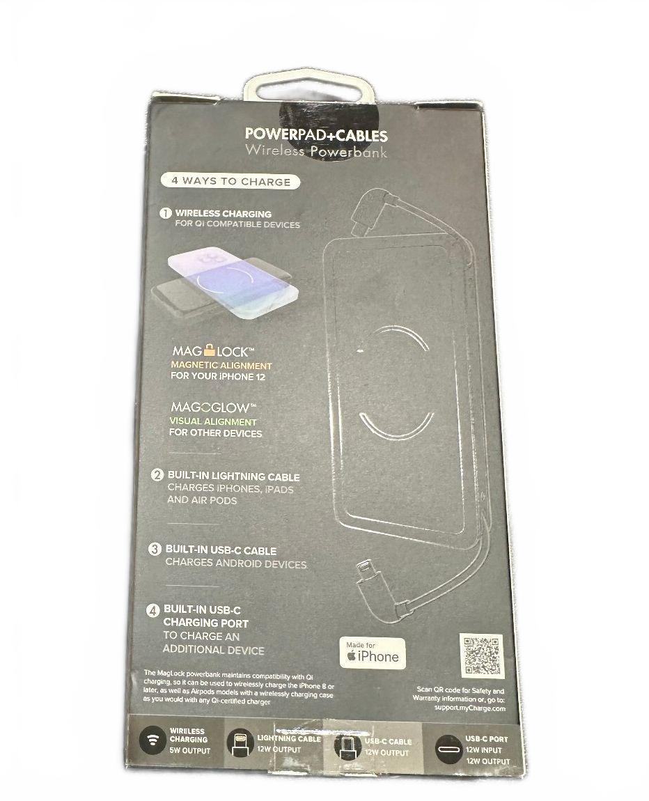 myCharge PowerPad+Cables 10000mAh Power Bank New Sealed